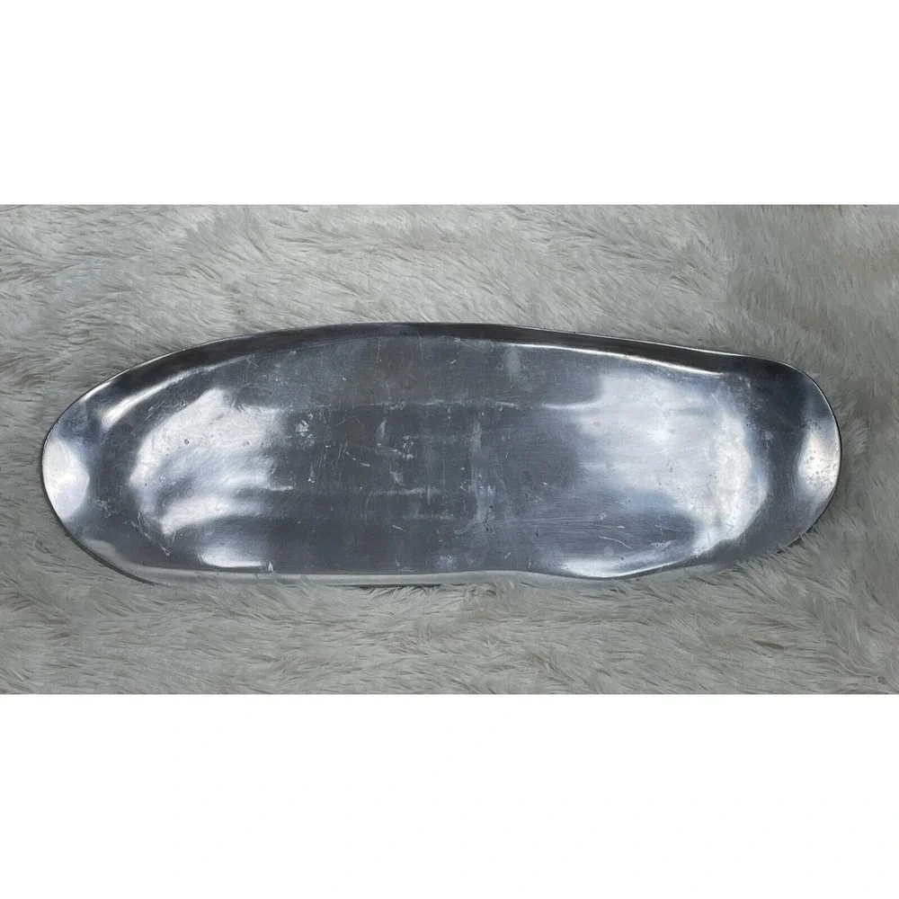 POTTERY BARN Silver Metal CANDLE Pillar HOLDER TRAY OBLONG‎ large Modern 17 inch